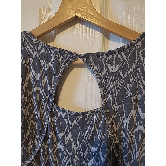 ModODoc Dress XLarge Gray Ikat Jersey Tank Stretch Layered Keyhole Hi Low - Picture 6 of 12